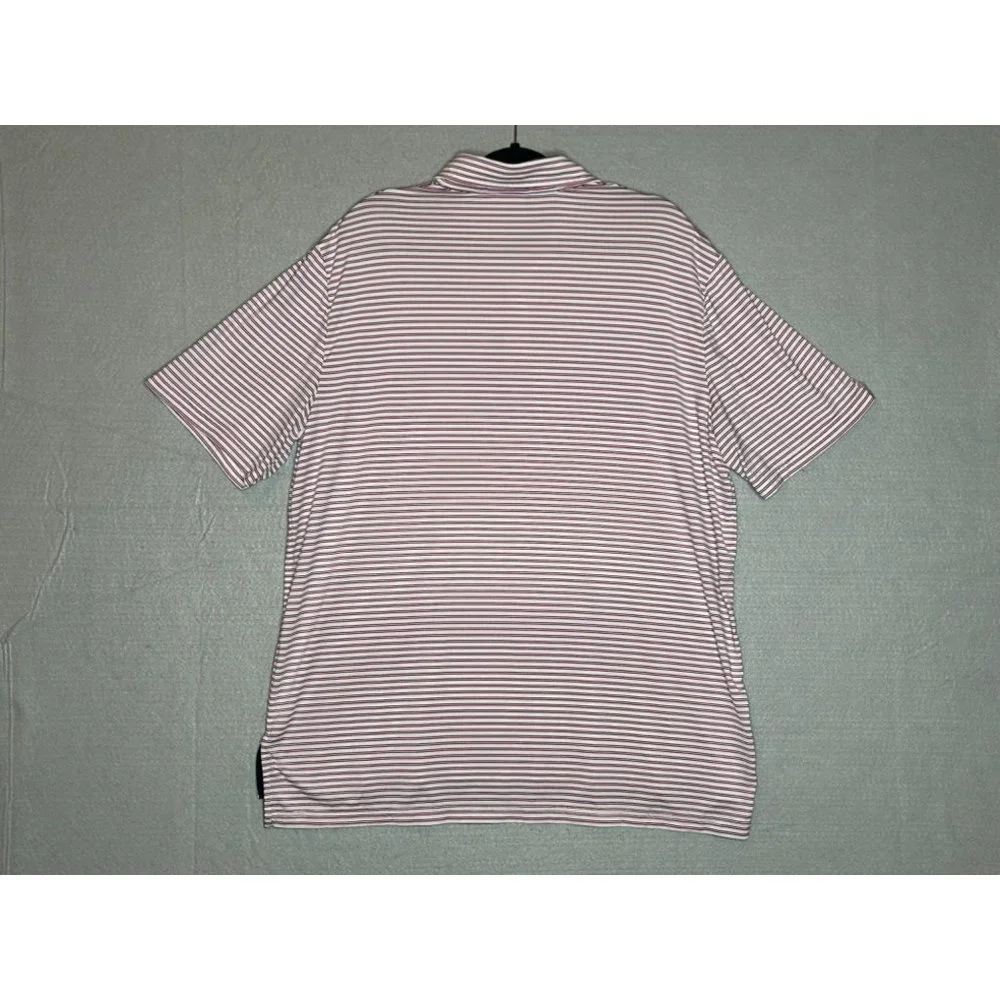 Ralph Lauren‎ RLX Mens XL Pink White Stripe Wicking Golf Performance Polo